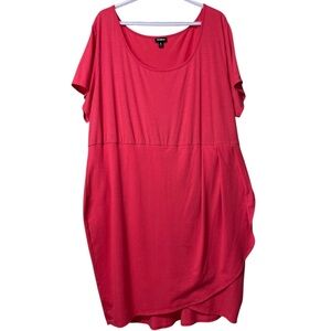 Torrid Tulip Jersey Dress Coral Pink Short Sleeve Scoop Neck Knee Summer Size 4X